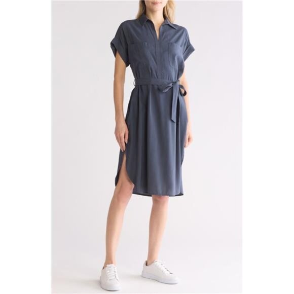 Max Studio V-Neck Cuffed Sleeve Shirtdress - Picture 1 of 6